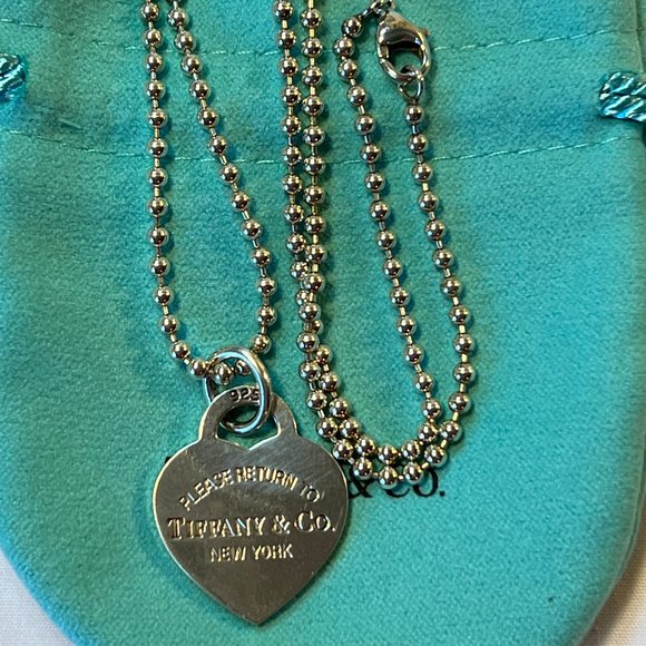 Tiffany & Co. Jewelry - Tiffany & Co. Return to Tiffany Heart Dog Tag Necklace 16"